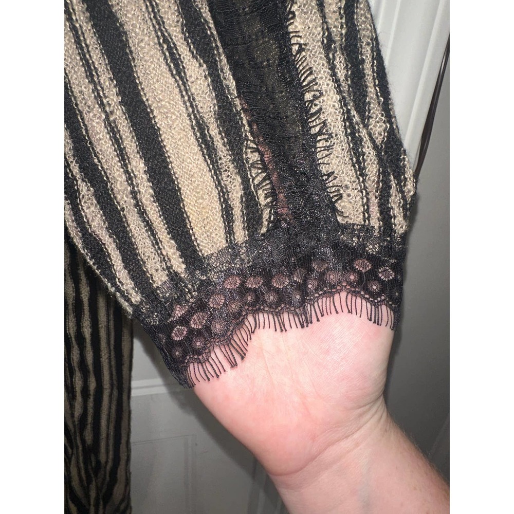 Free People Beautiful Black and Sand colored Fringe Cardigan duster - Picture 5 of 13